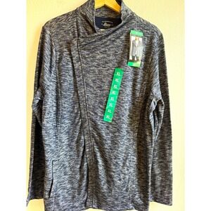 NWT G.H. Bass & Co. Women's Heathered Full Zip Knit Poly Blend Jacket Pockets XL